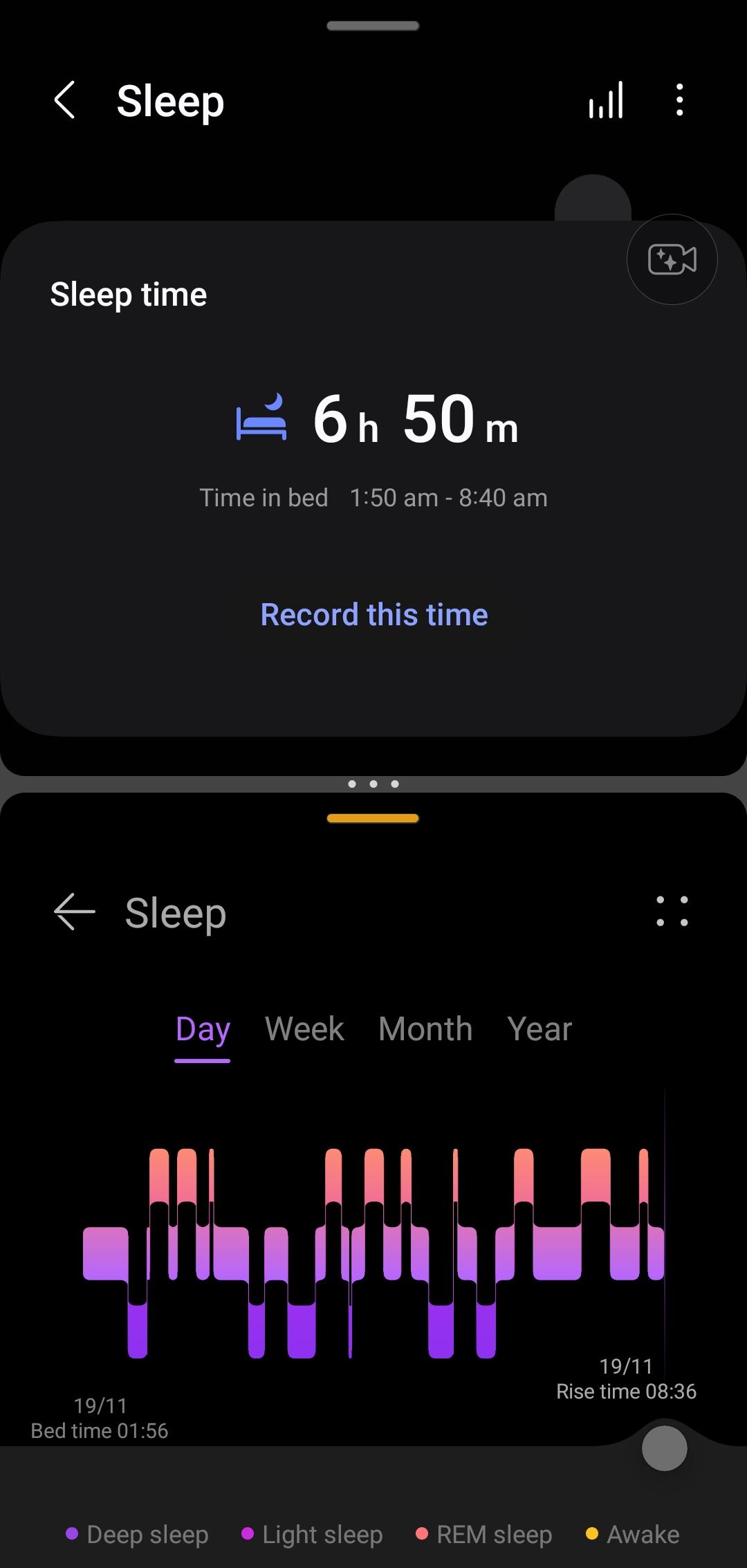 Samsung Health Sleep Interface