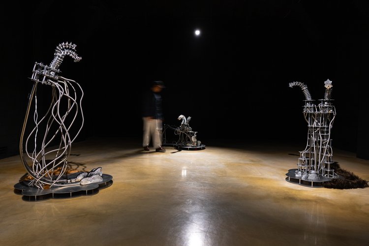 Triple view of installation